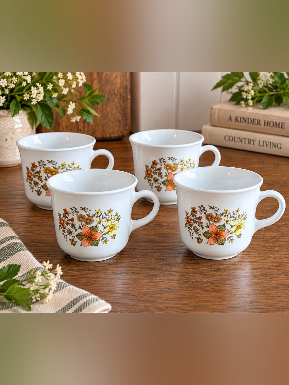 1970s Corelle "Indian Summer" Set Of 4 Mugs
